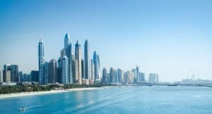 Dubai skyline from afar very nice view