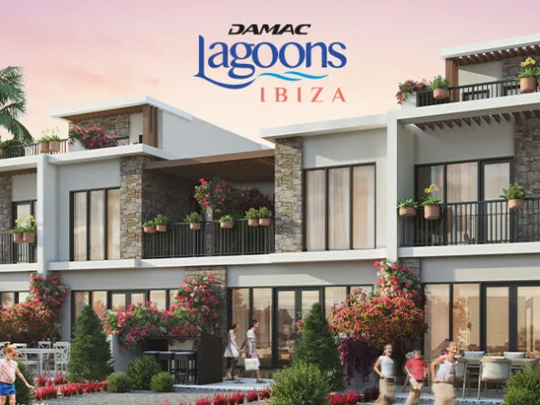 DAMAC Lagoons Ibiza Stadvilla mit vielen glücklichen Menschen