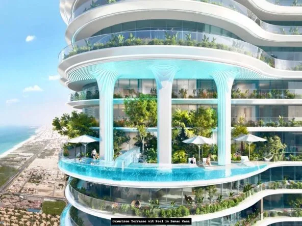 DAMAC CASA Marina ansicht von terasse mit pool